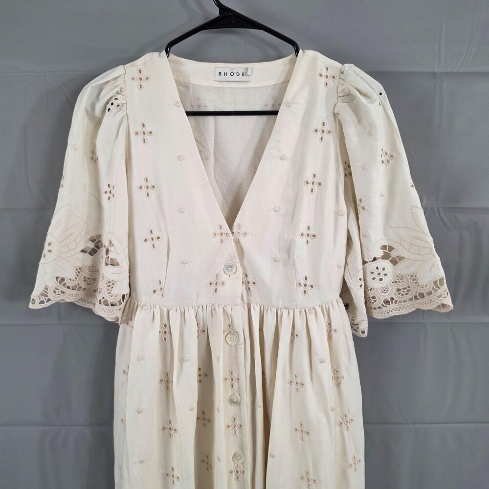 Rhode Dress Small Mira in Ivory Etoile Eyelet Lace Midi Boho Cottagecore Boho - Picture 5 of 14